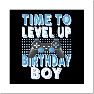 Time To Level Up Birthday Boy Video Game Lover Party graphic Posters and Art